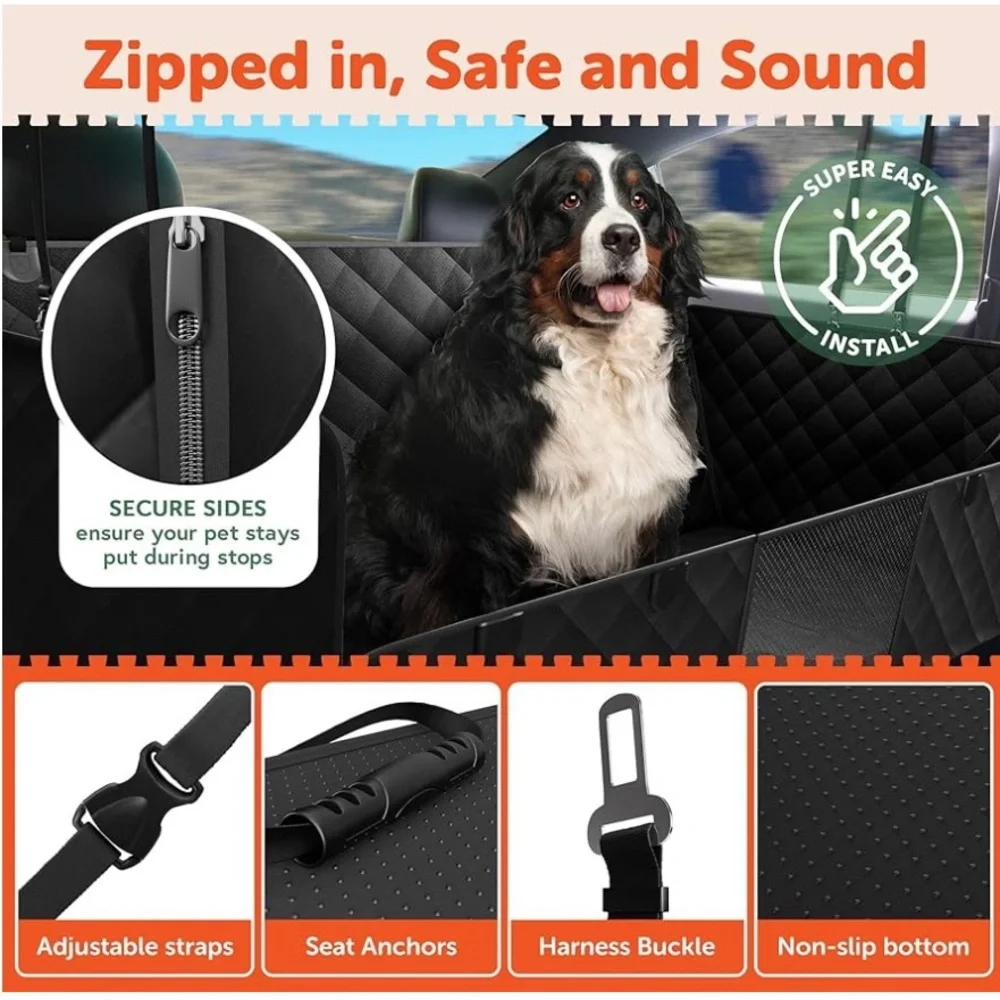 ⭐️7Lbs Dog Car Seat Cover for Back Seat Hard Bottom Protector-Waterproof